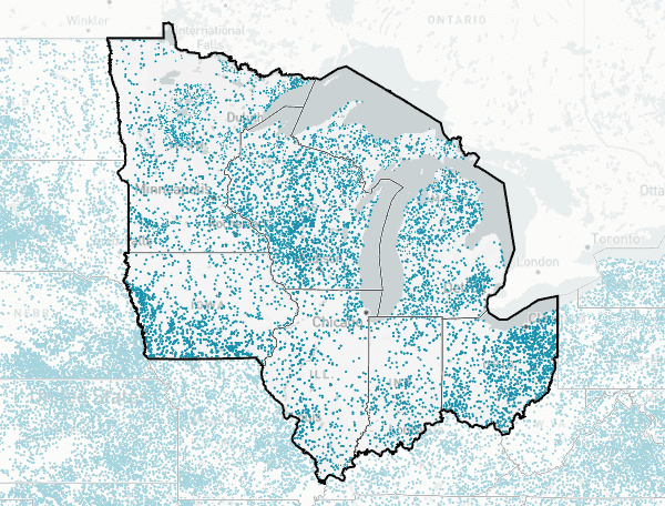 Great Lakes region map